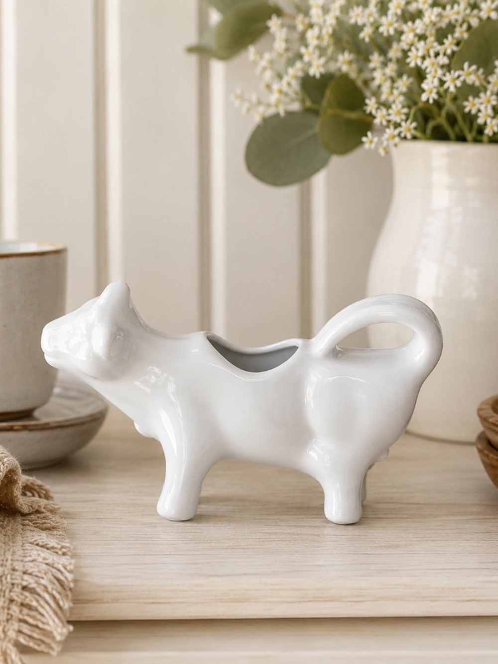 Everyday White by Fitz and Floyd Porcelain Cow Creamer